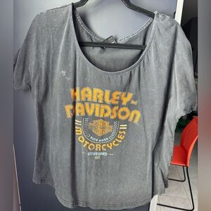 Harley-Davidson Women's Black and Orange Graphic Tee